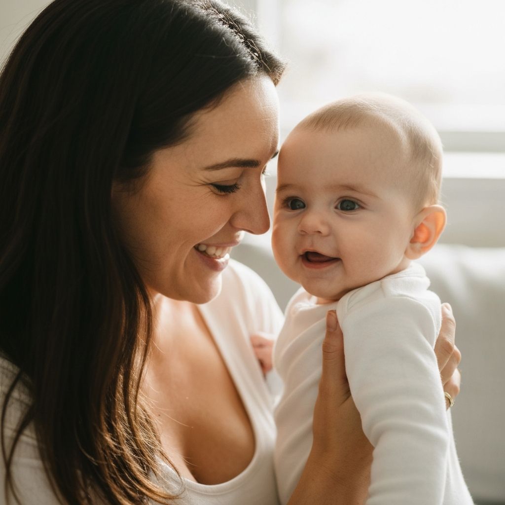 Moeder en baby in liefdevolle interactie